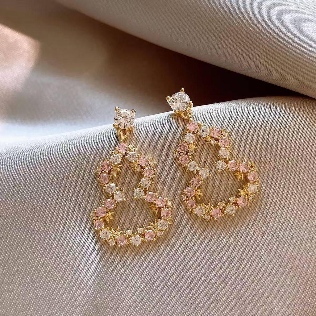 Silver Needle Inlaid Diamond Gourd Earrings - Luxurious Chinese Style, Versatile and Elegant Fashion Accessories