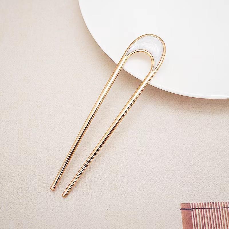 

Металлические U-образные шпильки для волос, простые палочки для волос для женщин и девочек, серебряные, золотые, с эмалью, заколки для волос из сплава, головные уборы, аксессуары для волос semicircle белый
