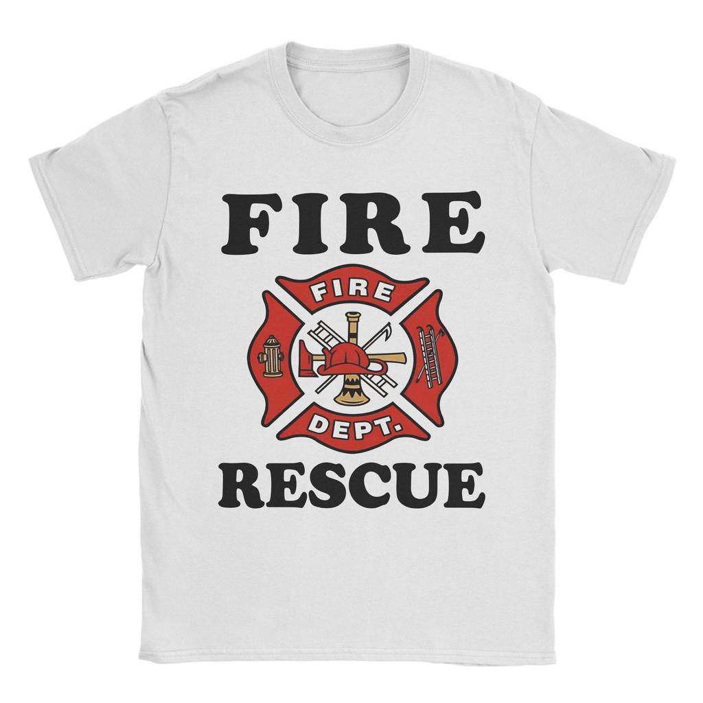 Red Fire DepartUnisext Badge Cotton T Shirt For Couple Summer Firefighter Vintage T Shirts Fashion Tee Shirt Oversize Pattern Tops
