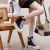 2025 Spring and Autumn New Women's Fashion Platform Rubber Canvas Shoes Medium Tube Versatile Inner Height Increased by 12 Cm Tide