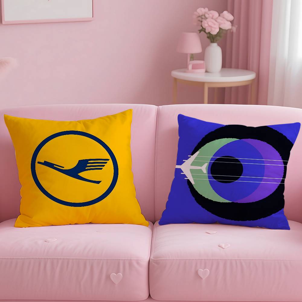 Lufthansa Airlines Pillow Case Comfort Sofa Bed Silky Elegant Invisible Zipper Custom Decorative Cushion Cover