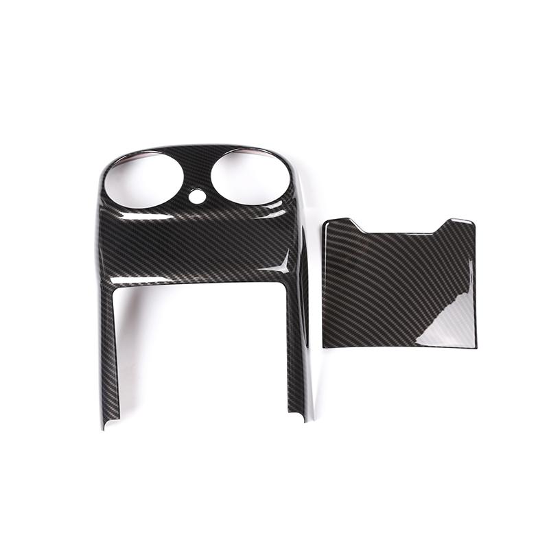 For Mercedes Benz E Class W213 2016-2020 Carbon Fiber Style ABS Plastic Rear Row Armrest Box AC Vent Cover Trim Car Accessories
