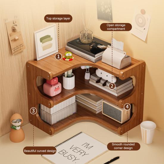 Desktop-Aufbewahrungsregal Krimskrams-Organizer Mehrschichtiges Design Große Kapazität Multifunktionale Buch-Ecken-Aufbewahrungshalterung
