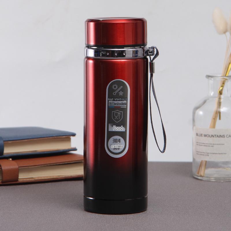 Gradient Rostfritt Stål Smart Isolerad Vattenflaska med Snodd - Stor Kapacitet, Bärbar för Utomhussporter