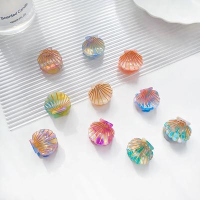 Acrylic Shells Small Hair Claw Sweet Cute Design Hawaiian Style Women Girls Plastic Hair Claw Clips Hair Styling Accessories
