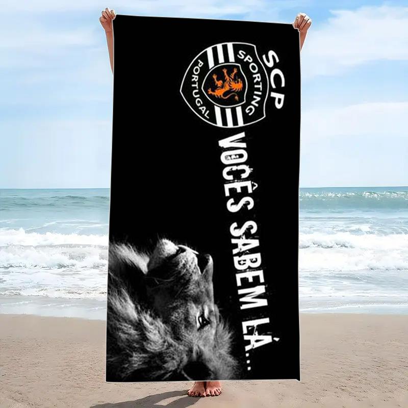 Sporting CP Logo Print Beach Towel, Large Soft Quick Dry Towel for Beach Camping Swimming