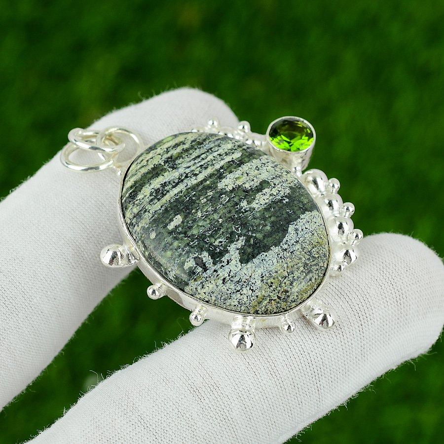 Natural Green Swiss Opal Gemstone Pendant 925 Sterling Silver Jewelry For Women