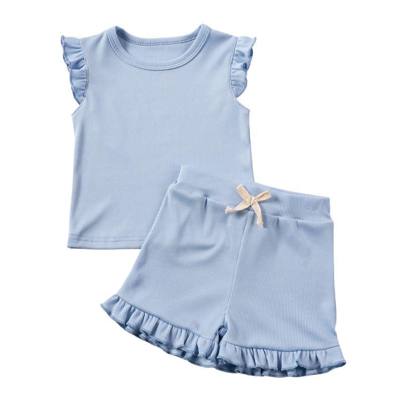 Комплект для девочек 1-6 лет: однотонный топ-майка с короткими рукавами и шорты 80