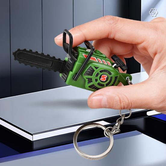 Llavero Cadena de Motosierra Compacta con Cuerda Interactiva para Tirar Juguete de Descompresión Mango Ajustable Cadena de Sierra Desmontable Herramienta Realista