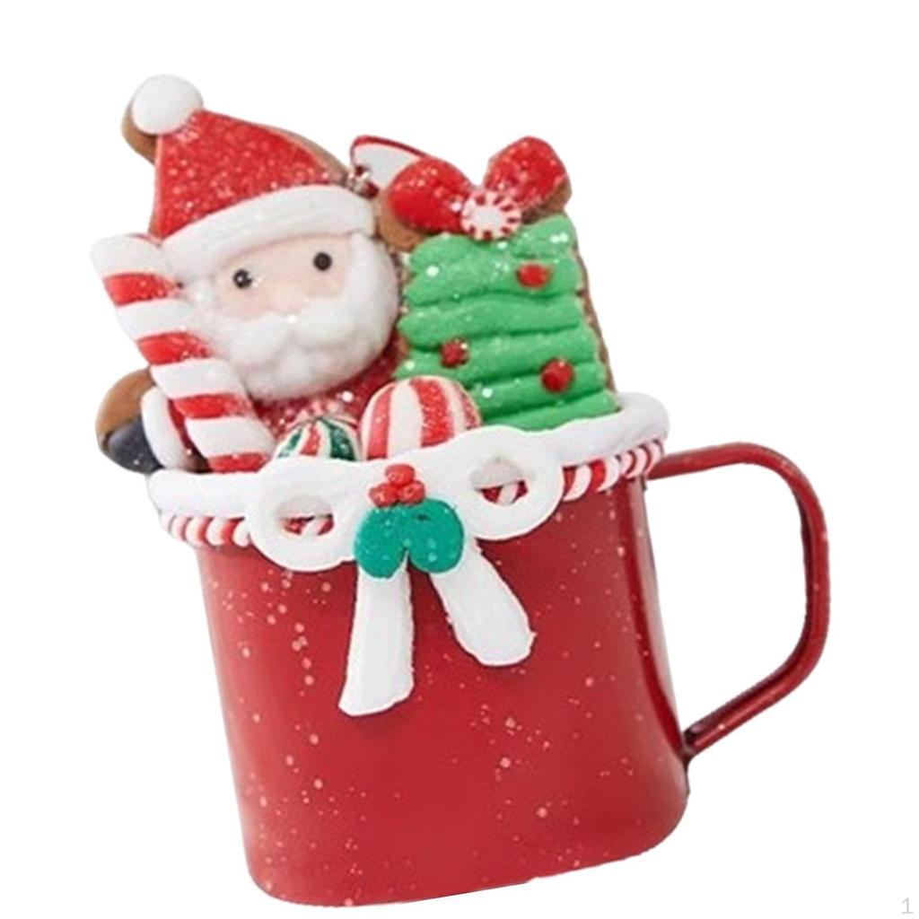 2.3 X 4.3 Inch Soft Ceramic Christmas Coffee Cup Hanging Ornament for Table And Fireplace
