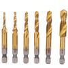 6Pcs HSS Tap Drill Bits Set High Speed Steel Titanium Coated Hex Shank Thread Hand Tool M3‑M10