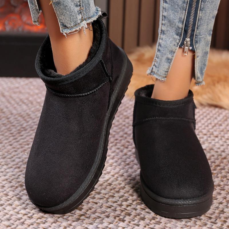 Fashion Women Snow Boots for Solid Platform Artificail Suede Boots Autumn Winter Warm Shoes Boats Large Size 44 Slip On Cotton Shoes