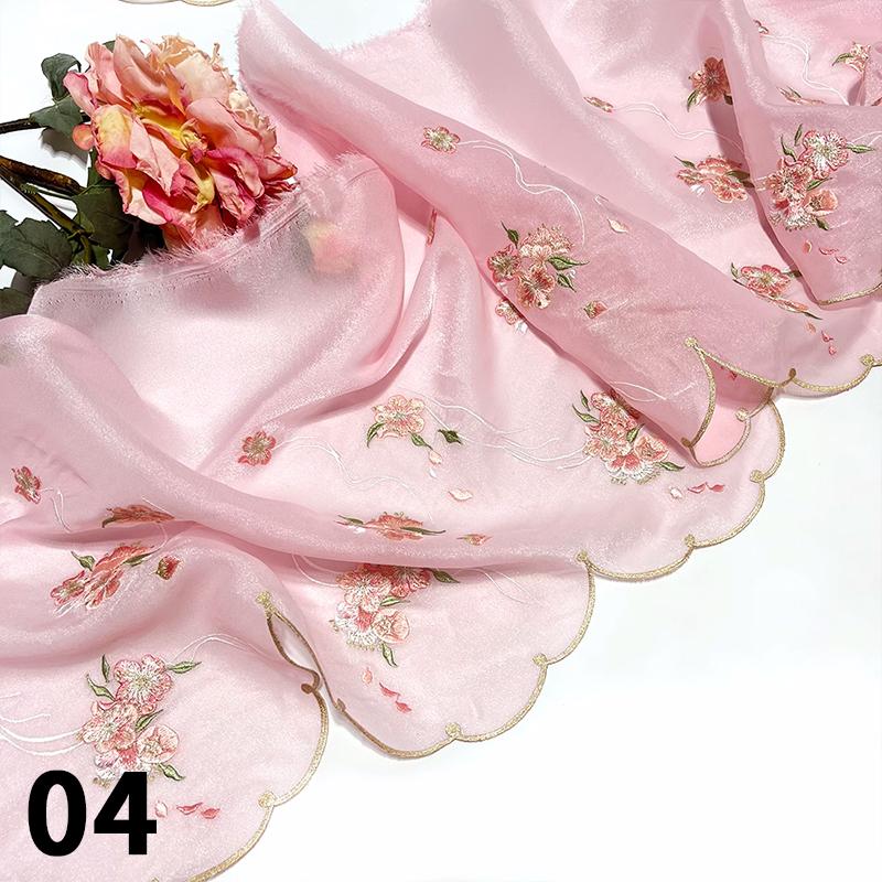 

100*45cm Chinese Classical Style Panda Sakura Embroidery Fabric Chiffon DIY Antique Hanfu Stage Costumes Shirts Doll Cloth 100x45cm