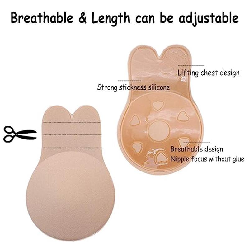 Women Breast Lift Tape Silicone Adhesive Bra Strapless Backless Rabbit Ear Pasties Nipple Cover