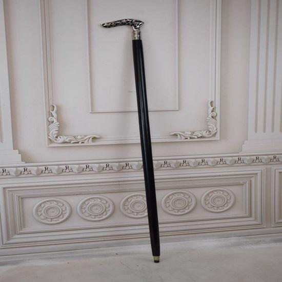93.98 Cm Walking Stick Aluminum Wooden Walking Cane Gift for Grandfather, Father Silver and Black Solid Cane Collector Item