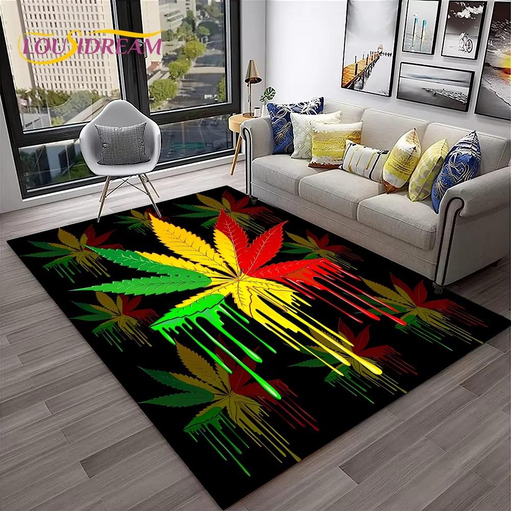 Weed Plants Maple Leaf Carpet Rug for Home Living Room Bedroom Sofa Playroom Doormat Kitchen Decor Area Rug Non-slip Floor Mat