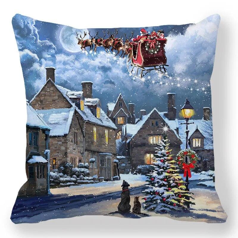 Santa Claus Home Decor Gedruckt Kissen Fall 2024 Neue Jahr Weihnachten Schlafzimmer Wohnzimmer Sofa Dekoration Kissenbezug Kissen Abdeckung