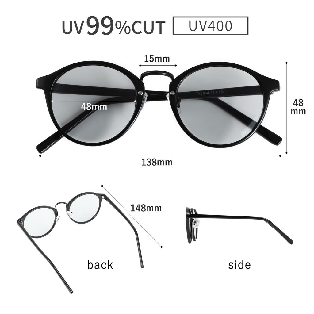[Puente] Sunglasses for Men and Women - Stylish, Clear, Light Gray, BostonBoston Style, Driving Sunglasses, UV Protection (UV400)
