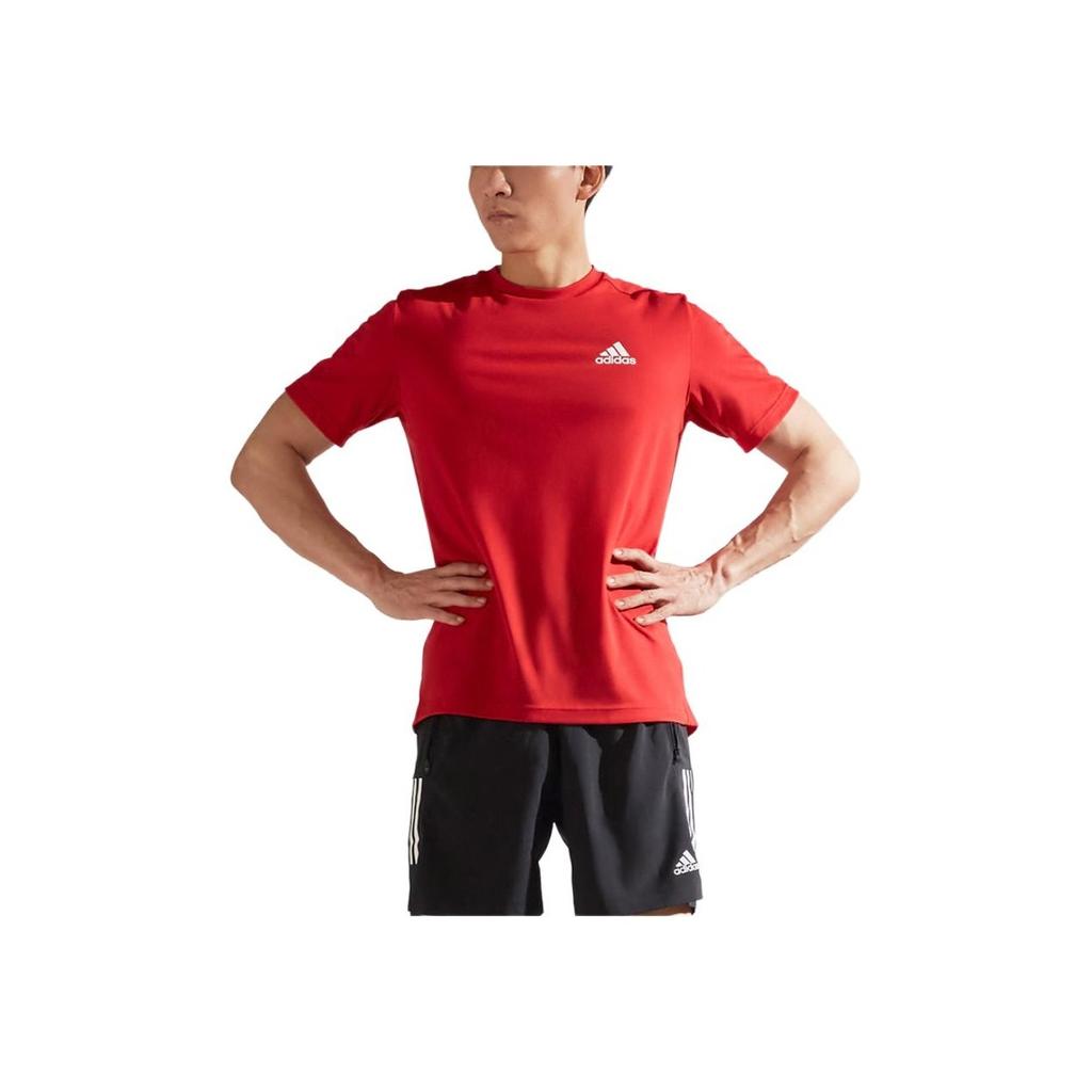 Adidas Aeroready Designed To Feel Ready Solid Color Logo Crew Neck Short Sleeve T-Shirt Men Tops Light-Crimson GT5552