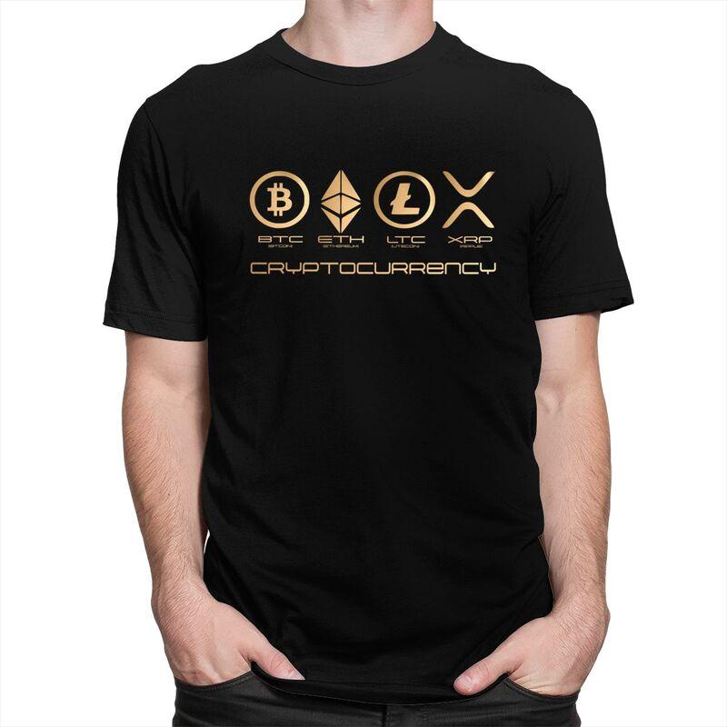 Custom Ripple XRP T Shirt for Men Pure Cotton Tshirt Tee Short Sleeves Bitcoin Crypto Cryptocurrency Tshirts Slim Fit