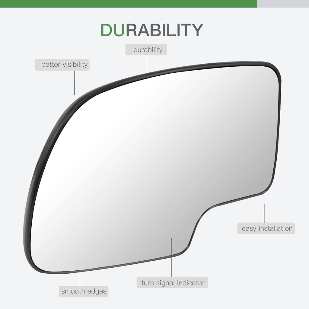 SCITOO Replacement Mirror Glass Driver Side Compatible with 1999-2006 For Chevy Silverado Pickup 2007 For Chevy Silverado Pickup 2000 For Chevy
