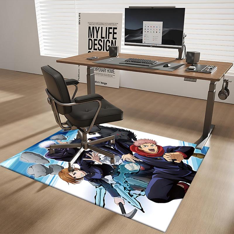 1 Stück Anime Cartoon Design Jujutsu Kaisen Charaktere Bürostuhlmatte Rutschfester Teppich Geeignet für Heimdekoration Wohnzimmer Schlafzimmer Spielzimmer Festival Geschenk