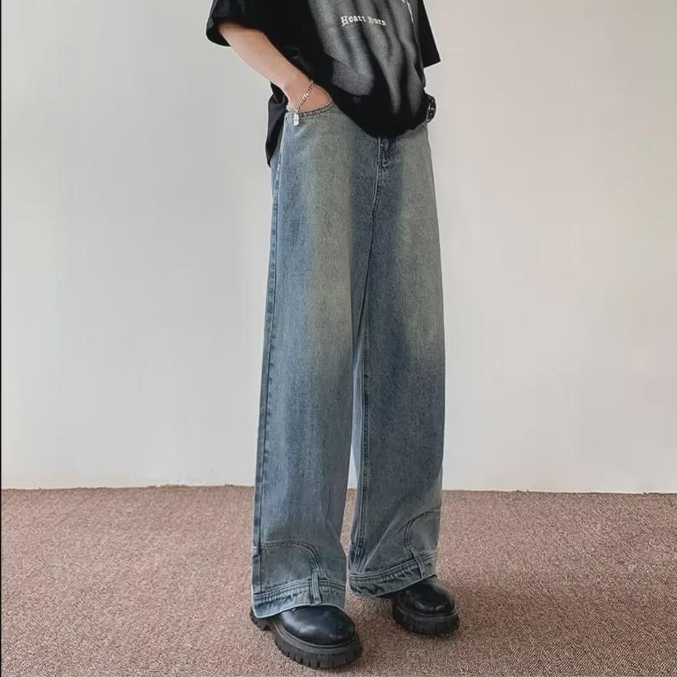 Inverted Design Hip-Hop Street Jeans for Men - Loose, Straight Fit