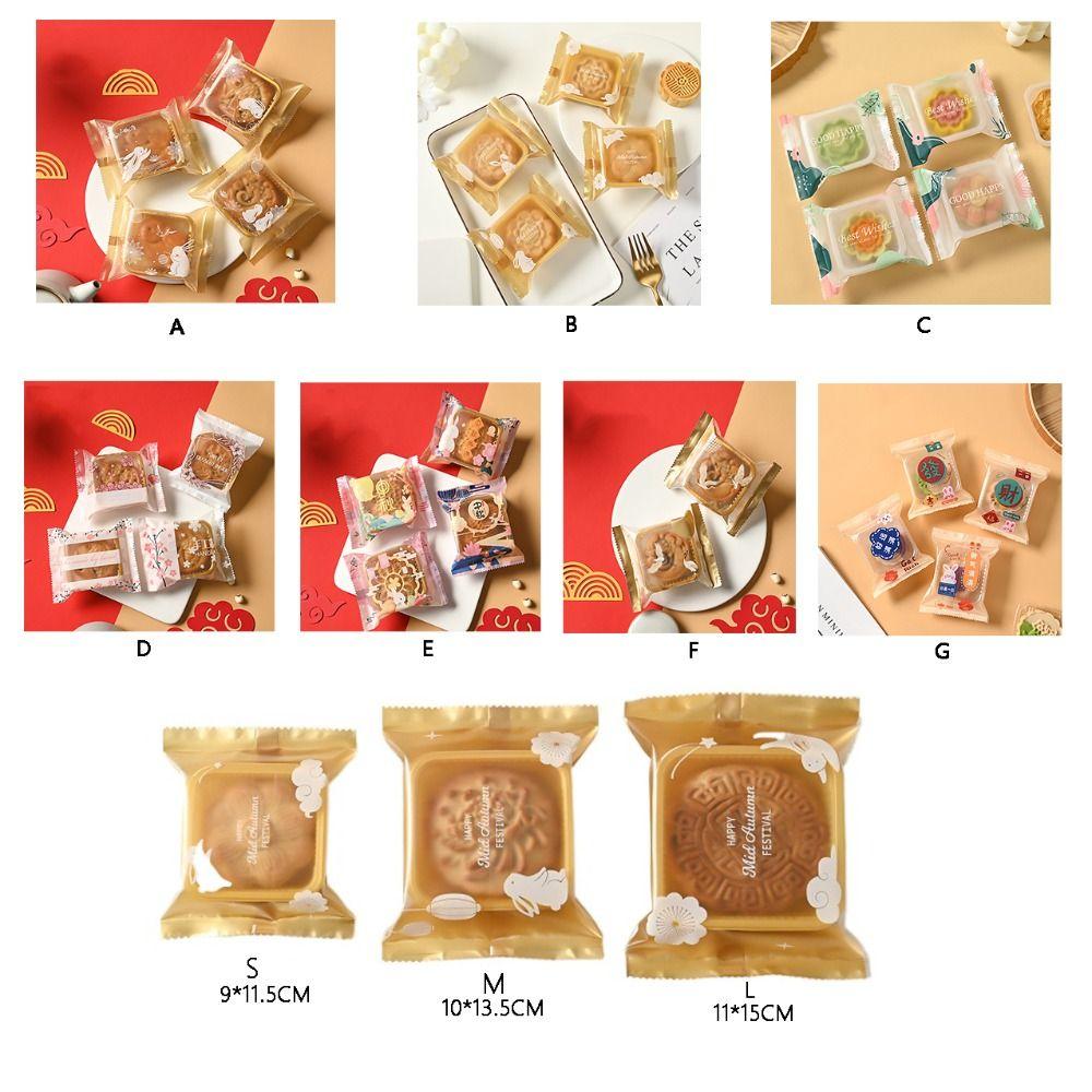 100pcs Plastic Mooncake Packaging Bag Frosted Handmade Biscuit Packaging Bag Food Bag   DIY