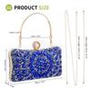uxcell Women's Sparkling Crystal Rhinestone Evening Clutch Bag with Two Chain Straps, Blue, for Weddings, Evenings, and Weekends