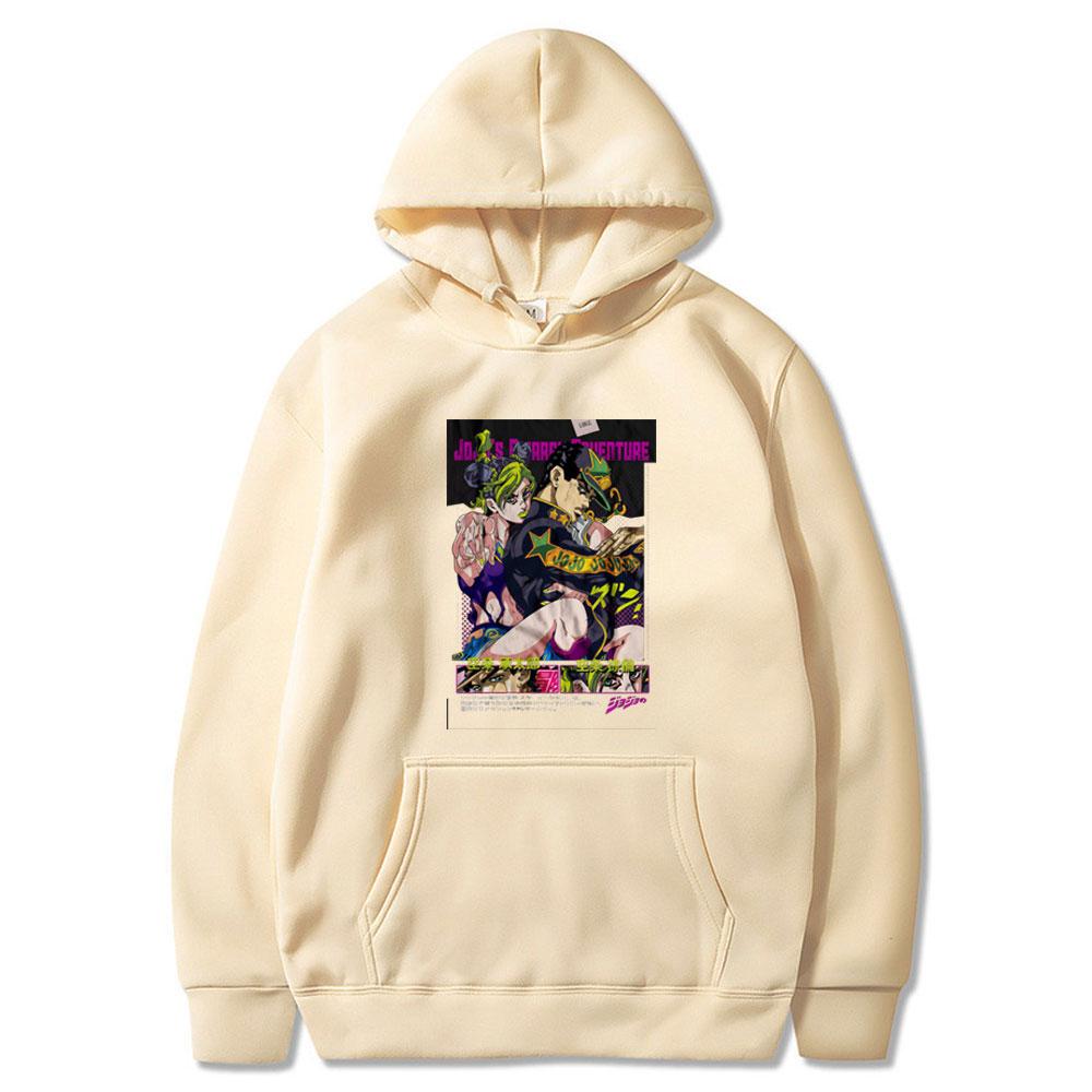 Anime JoJo Bizarre Adventure Hoodies Kujo Jotaro Kujo Jolyne Manga Tops Winter Couple Cwears Casual Comfort Oversized Streetwear