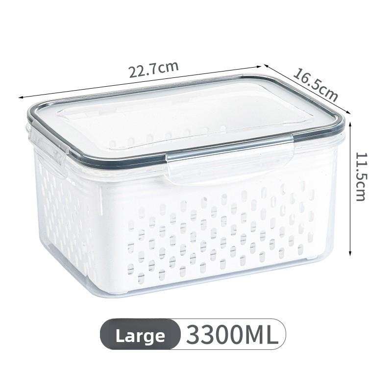 Food Grade Plastic Refrigerator Organizer with Drain Basket for Fresh-Keeping