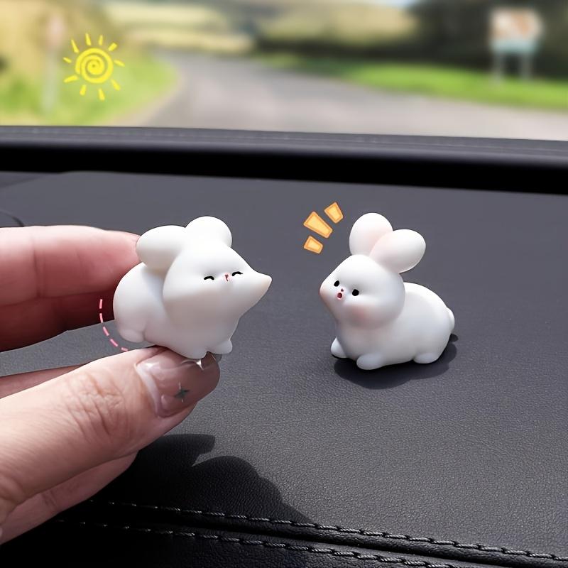 2pcs Couple Animal Light Kiss Car Ornament Add Love Atmosphere, Rearview Mirror Decoration Ornament Easter Bunny