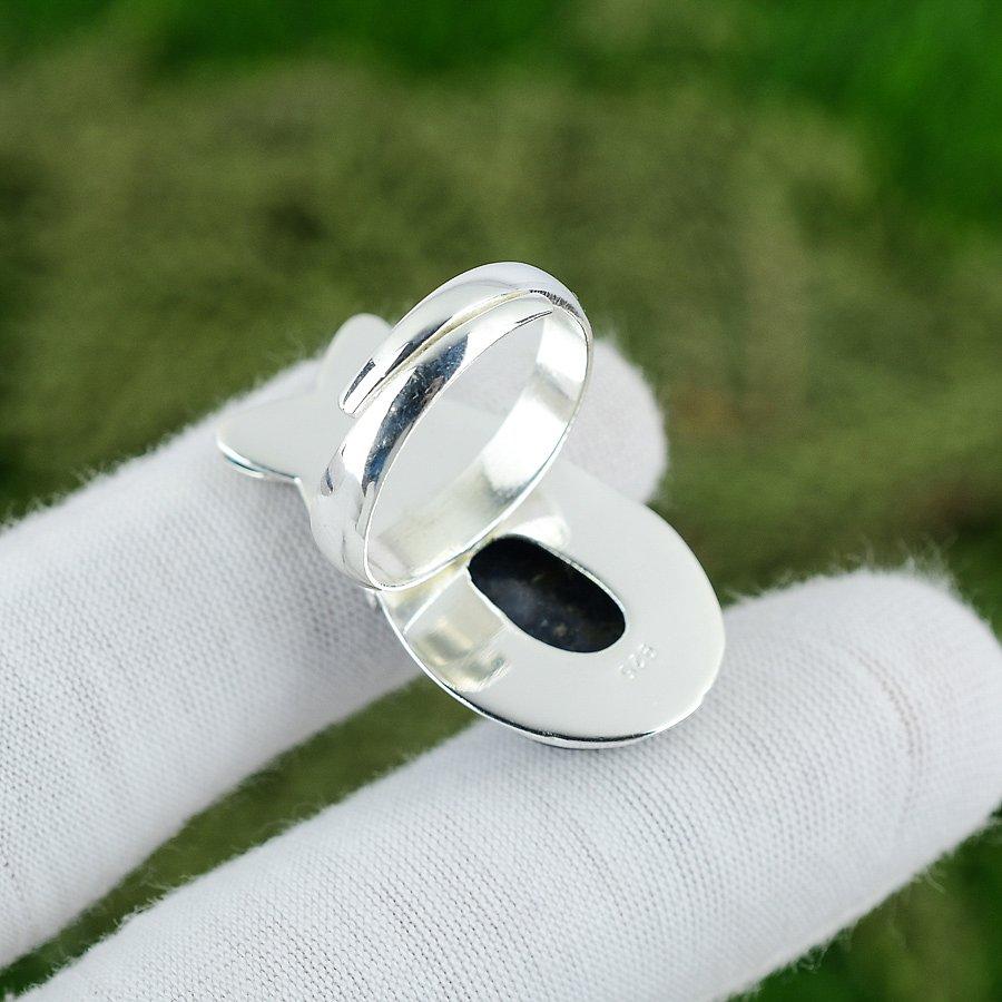Natürlicher Sodalith Edelstein 925 Silber Statement Verstellbarer Ring Für Damen