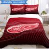 3-teiliges Detroit Red Wings Wappen Bettwäsche-Set, Enthält 1 Bettbezug und 2 Kissenbezüge. Perfekt für Schlafzimmer, Wohnheim, Weihnachtsgeschenk für Fans