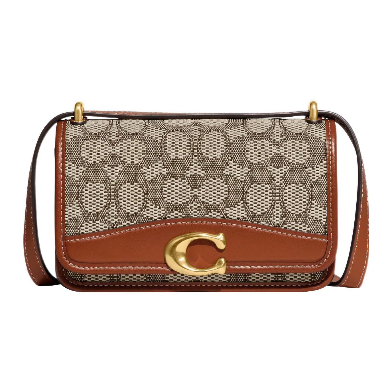 Coach Women's Gray/Brown Bandit 18 Buckle Closure Multi-Functional Bag Leather And Fabric Small Shoulder Crossbody Bag Bags Cd726-B4ta7