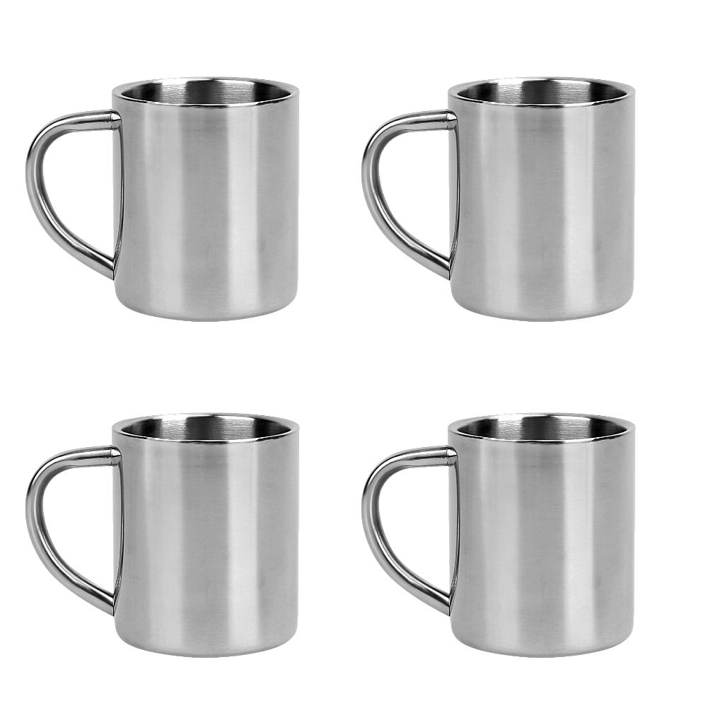 1-5PCS 220ML Stainless Steel Coffee Cup Double Wall Mug Anti-Heat Aniti-Scalding Cup Outdoor Travel Metal Drinking Cup