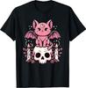 Kawaii Pastel Goth Schattig Griezelig Kat Vleermuis Skelet T-shirt