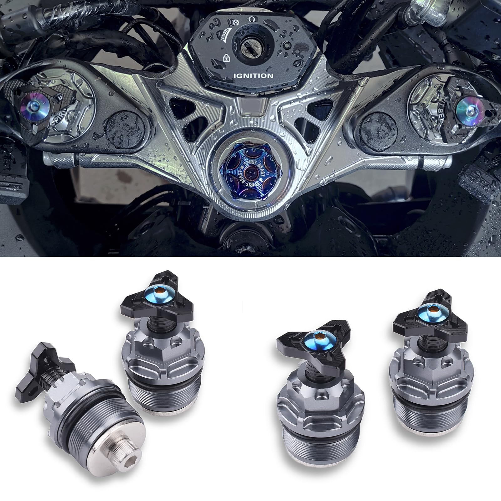 

LEDISHUN Мотоциклетное оборудование Тип начального регулятора (Левый и правый 1 комплект) Подходит для Suzuki GSX250R V-Strom 250 GSR250 Все годы выпуска (титан)