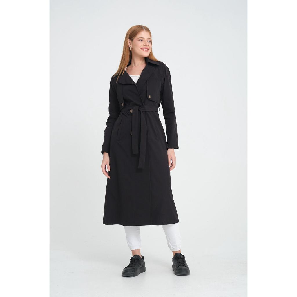 Raglan Sleeve Mid-length Double Breasted Trench Coat (120 Cm) Dark Beige 7558