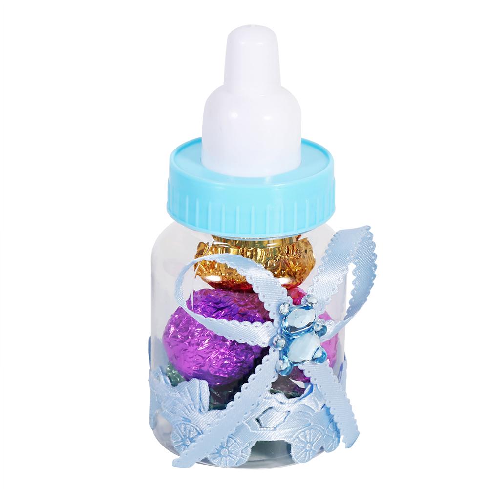 50Pcs Candy Chocolate Bottles Box For Baby Shower Party Favors Gifts Decorations (Blue)