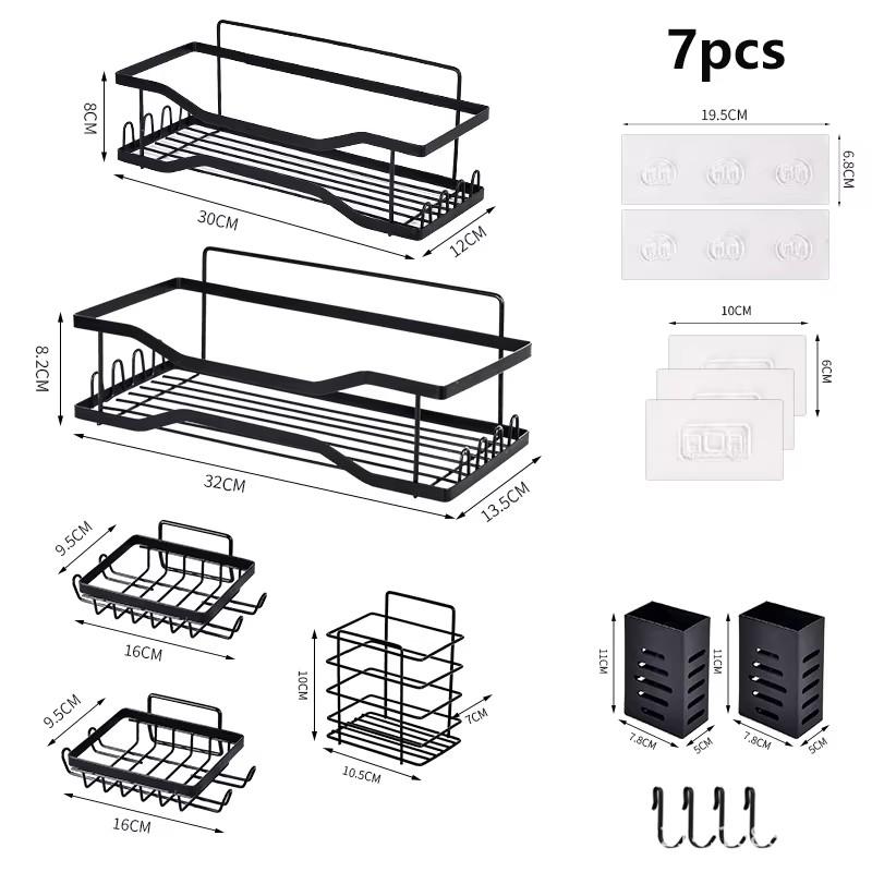 

Полки для ванной комнаты Органайзер для душа из нержавеющей стали без сверления, настенный, клейкий, нержавеющий, для хранения 7pcs