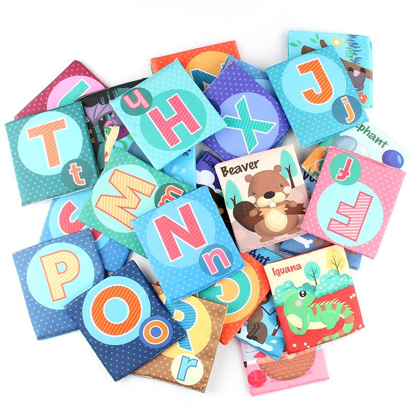 Baby Can'T Tear Cloth Book 26 English Letters Animal Cognitive Literacy Kabu Book Toy Tote Bag Set