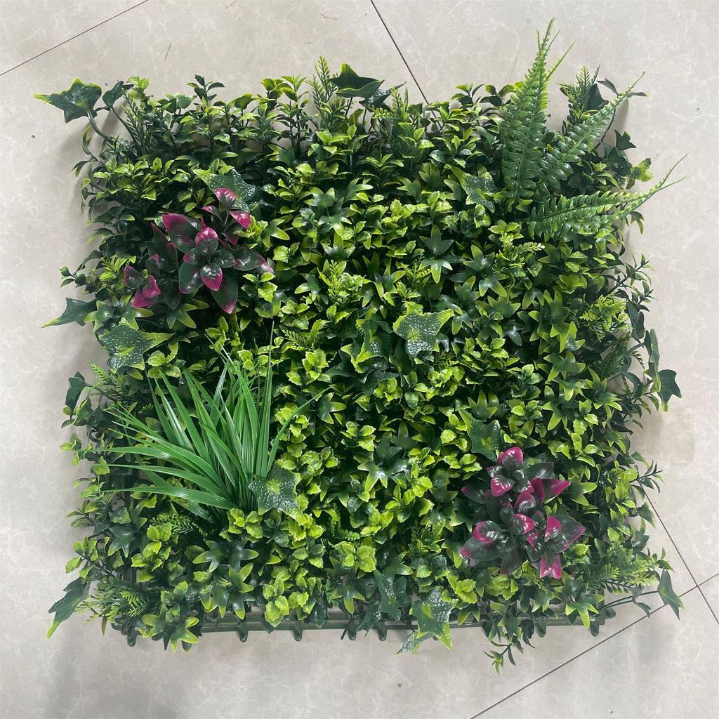 50×50cm Artificial Green Plant Wall - Plastic Vertical Garden, Fake Flower Wall, Synthetic Turf Background