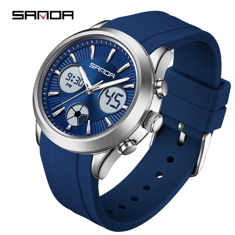 Sanda Multifunctional Waterproof Sports Watch for Students - Unisex, Fashionable, with Alarm Clock.