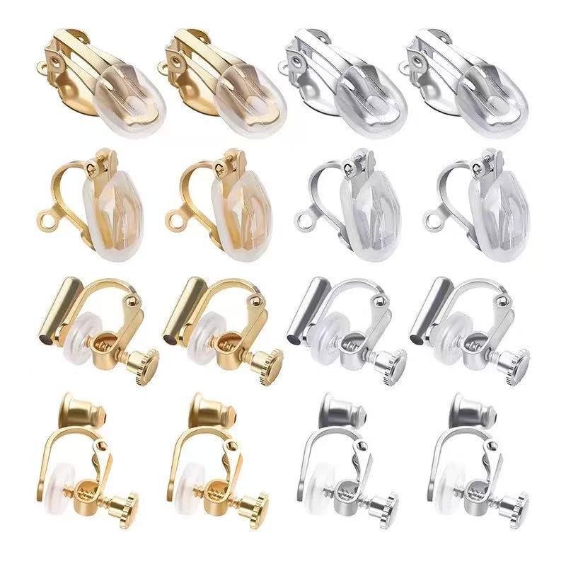 2Pcs Stainless Steel Ear Clips Without Piercing Earrings Parts Findings For Women Ear Clip On Earrings Converter Diy Jewelry