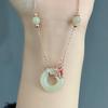 Exquisite Jade Koi Necklace: Retro Chinese Style Silver-Plated Inlaid Jade Clavicle Chain