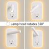 LED Minimalist USB Charging Wall Lamp With Dual Control Switch, Lamp Head Can Rotate 330 ° For Indoor Bedside Corridor Lighting