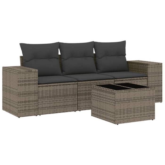 VidaXL Salon de Jardin avec Coussins 4 pcs, Canapés de Terrasse, Ensemble de Meubles de Patio, Mobilier d'Extérieur, Gris 3222269