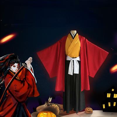 Dämonentöter-Kostüme für Männer, japanischer Anime, Figue, Samurai, Tsugikuni, Yoriichi, Mantel, Mantel, Hose, Gürtel für Männer, Cosplay-Kostüme