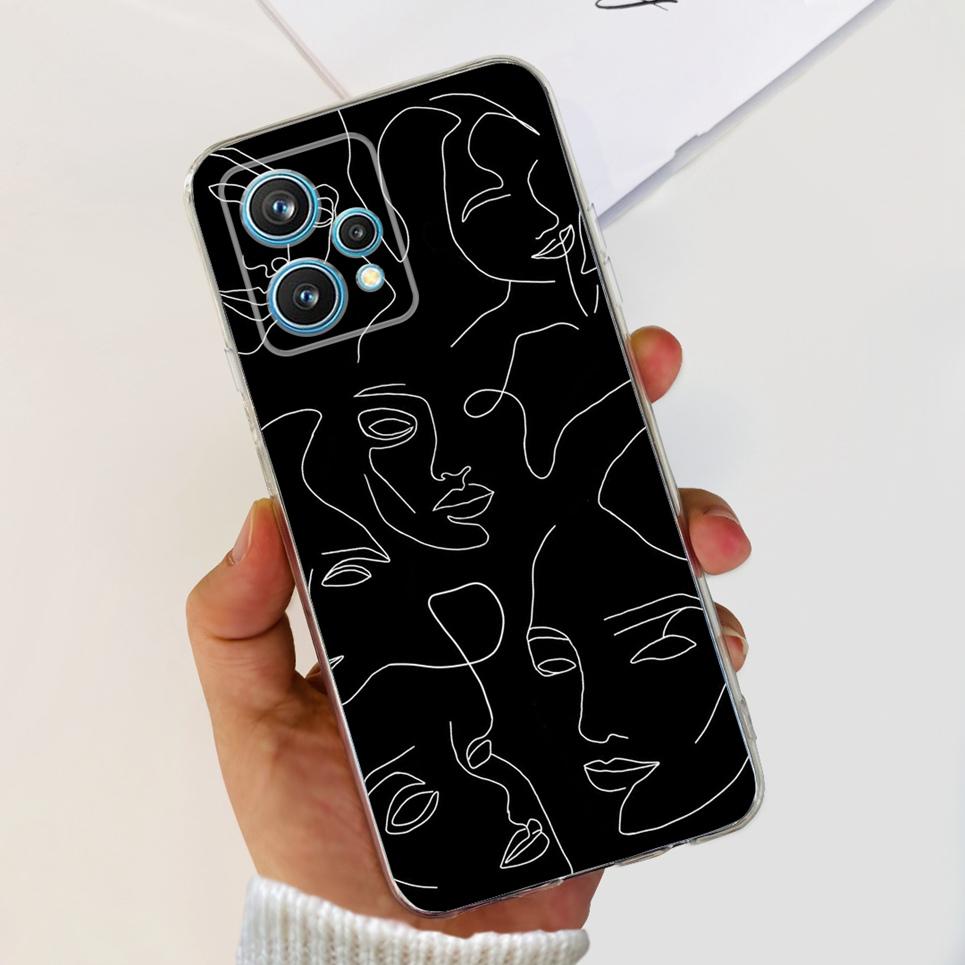RMX3521 For Realme 9 4G Phone Case Back Cover Couple Love Heart Pattern Camera Protection Bumper For Realme9 Soft Silicone Etui